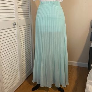 H&M Skirts Mint Green Pleated Long Skirt Poshmark